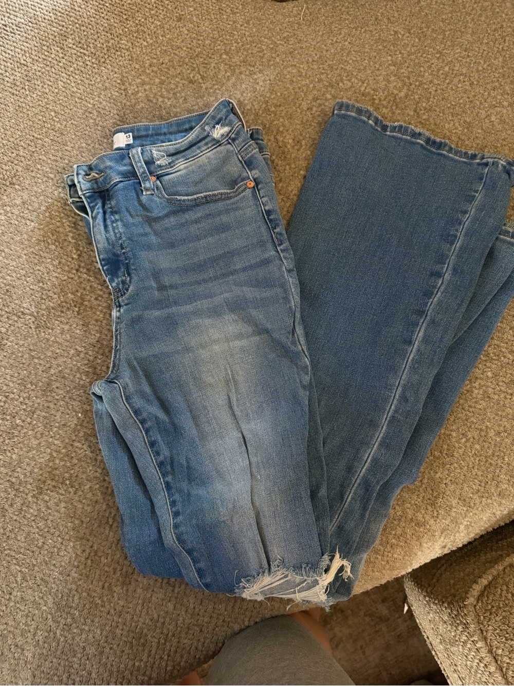 Blue Women’s Distressed bell bottom jeans